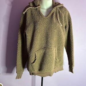 Cozy Zoe Women's Furry Pullover Hoodie Brown Size Medium with Teddy Bear Ears